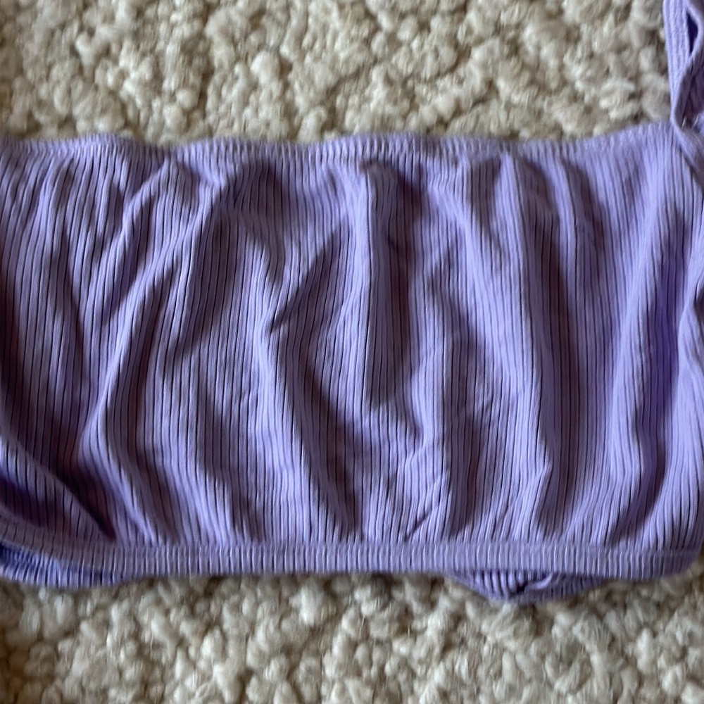 Lavender Ribbed Cropped Top - Picture 5 of 10